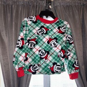 Disney Kids Pajama Top - Festive Green and Red Mickey Design